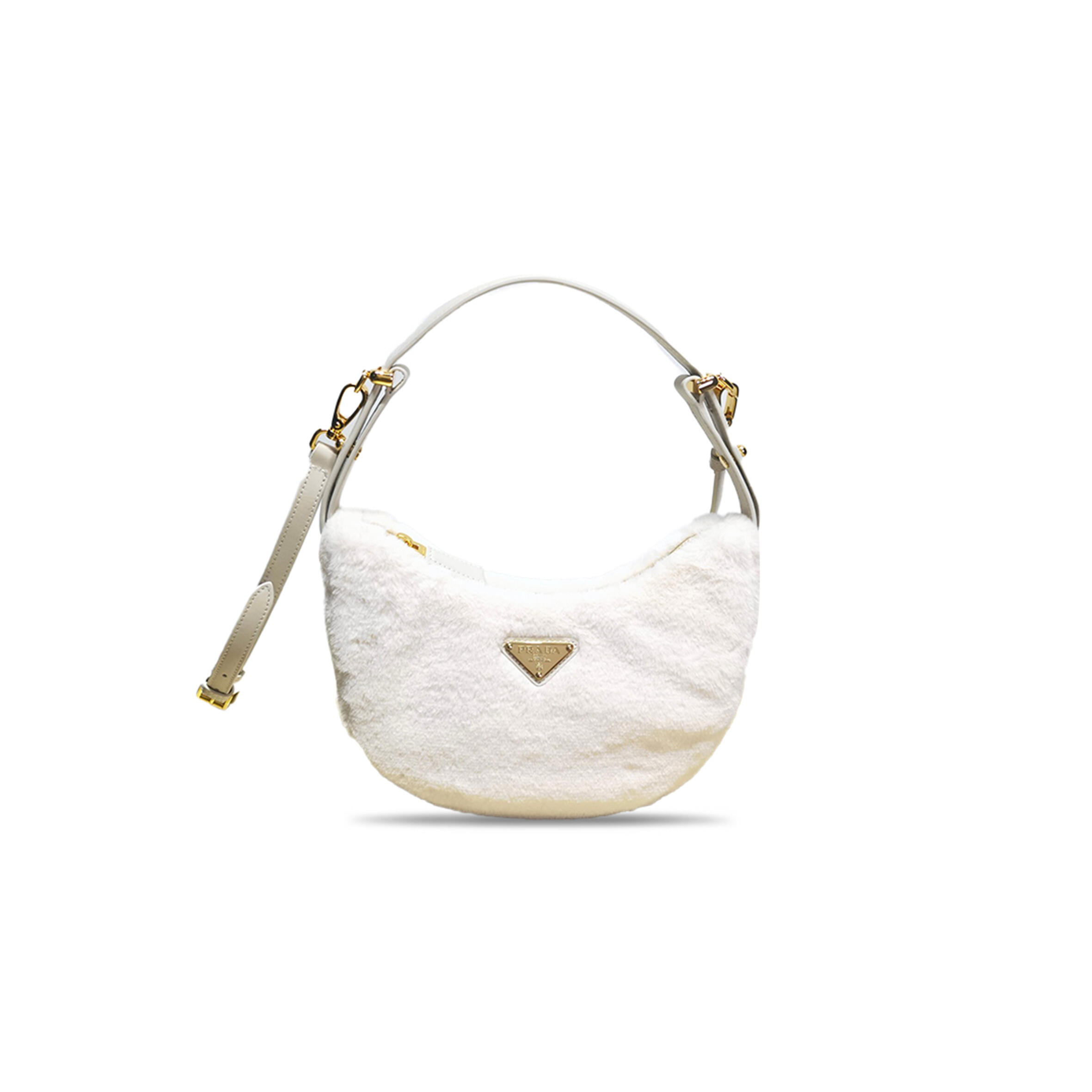PRADA SHEARLING AND LEATHER ARQU SATCHEL 1BC194 (22.5*18.5*6.5cm)